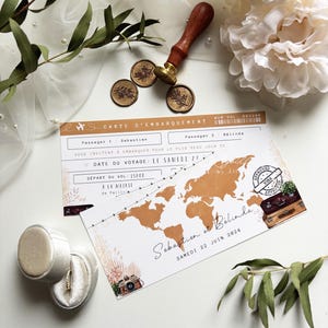 Airplane Ticket Wedding Invitation, France Wedding Invitation, Wedding cards, Sybillebyaline, travel theme wedding
