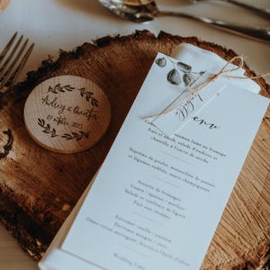 Menu eucalyptus, Plan de table, Papeterie de table, Numéro de Table