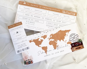 Wedding invitation Plane Ticket, Wedding invitation France, Wedding cards, Sybillebyaline