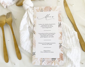 Wedding Menu, Pampas Menu, Table Plan, French Wedding Menus, Table Stationery, Table Number
