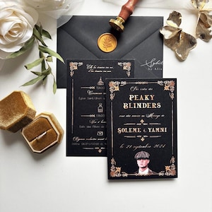 Hochzeitseinladungen, Hochzeitseinladungen Frankreich, Peaky Blinders, Hochzeitskarten, 20er Jahre Hochzeit
