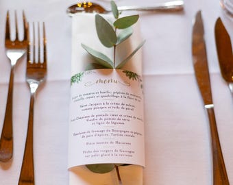 Wedding Menu, Napkin Menus, Table Plan, Wedding Menus France, Table Stationery, Table Numbers