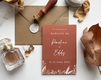 Terracotta wedding invitations, wedding invitations France, terracotta wedding invitations, terracotta flowers