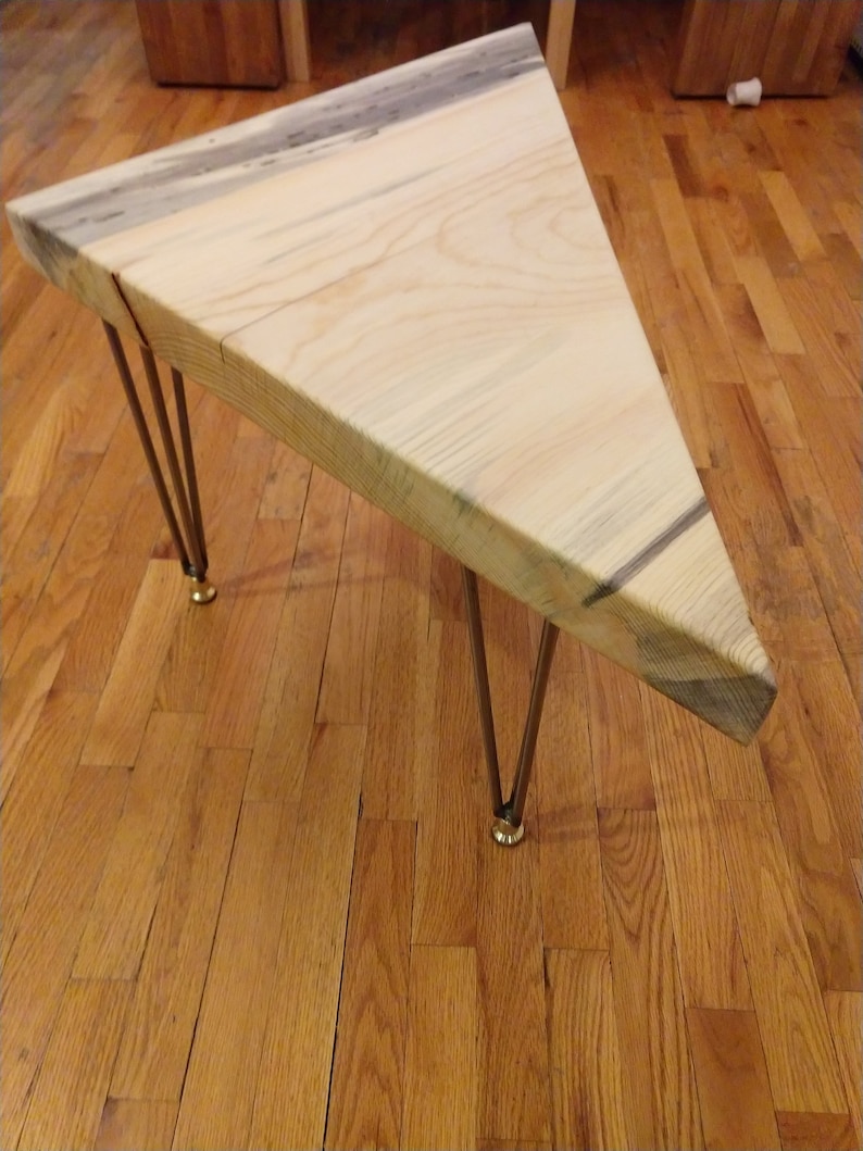 Modern Triangle Table Made Of Blue Stain Pine And Steel Hairpin Legs Slab Corner Table With Hairpin Legs Living Room Furniture Home Living Gkjwonosaricom