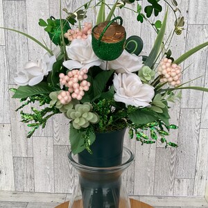 St. Patrick's Day Cemetery Cone: Whimsical Memorial Flowers, Irish Tribute Arrangement