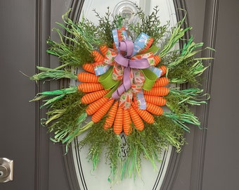 Easter Carrot Wreath for Front Door Carrot Pancake Frame Wreath Storm Door Wreath Nursing Home Gift Housewarming Gift Cruise Cabin Decor