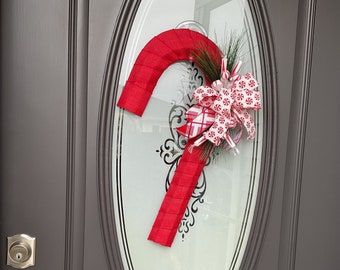 Red Candy Cane Door Hanger for Front Door Whimsical Candyland Decor Narrow Door Hanger Teacher Thank You Gift Nursing Home Hospital Decor