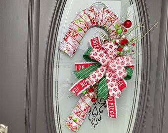 Red Green White Candy Cane Door Hanger for Front Door Candyland Decor Small Door Hanger Teachers Thank You Gift Nursing Home Hospital Decor