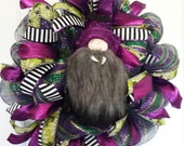 Halloween Gnome Wreath for Front Door, Cute Halloween, Halloween Decor for Kids, Fall Door Wreath, Halloween Wreath Mesh, Round Wreath