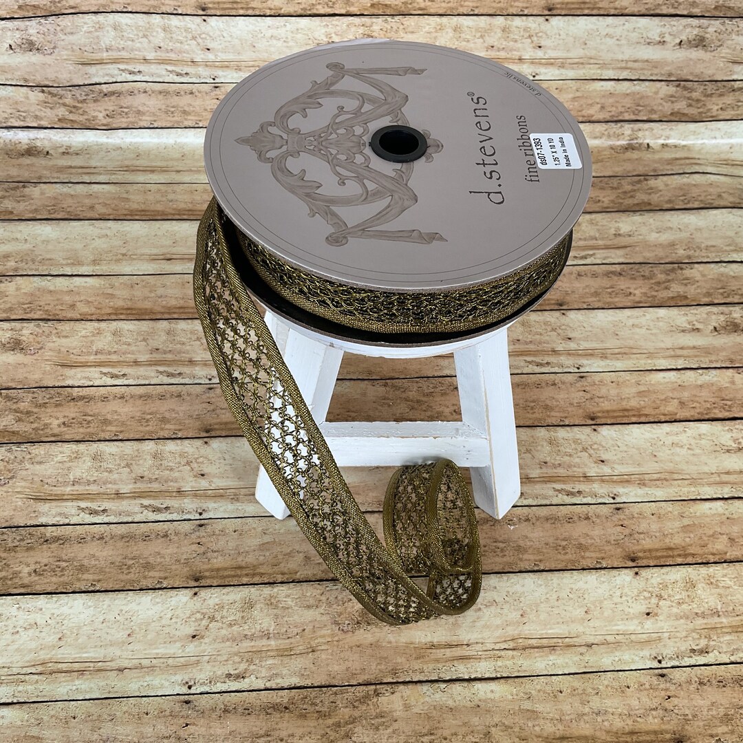 1.25 Inch Antique Brass Gold Filigree Designer Ribbon Luxury Statement ...