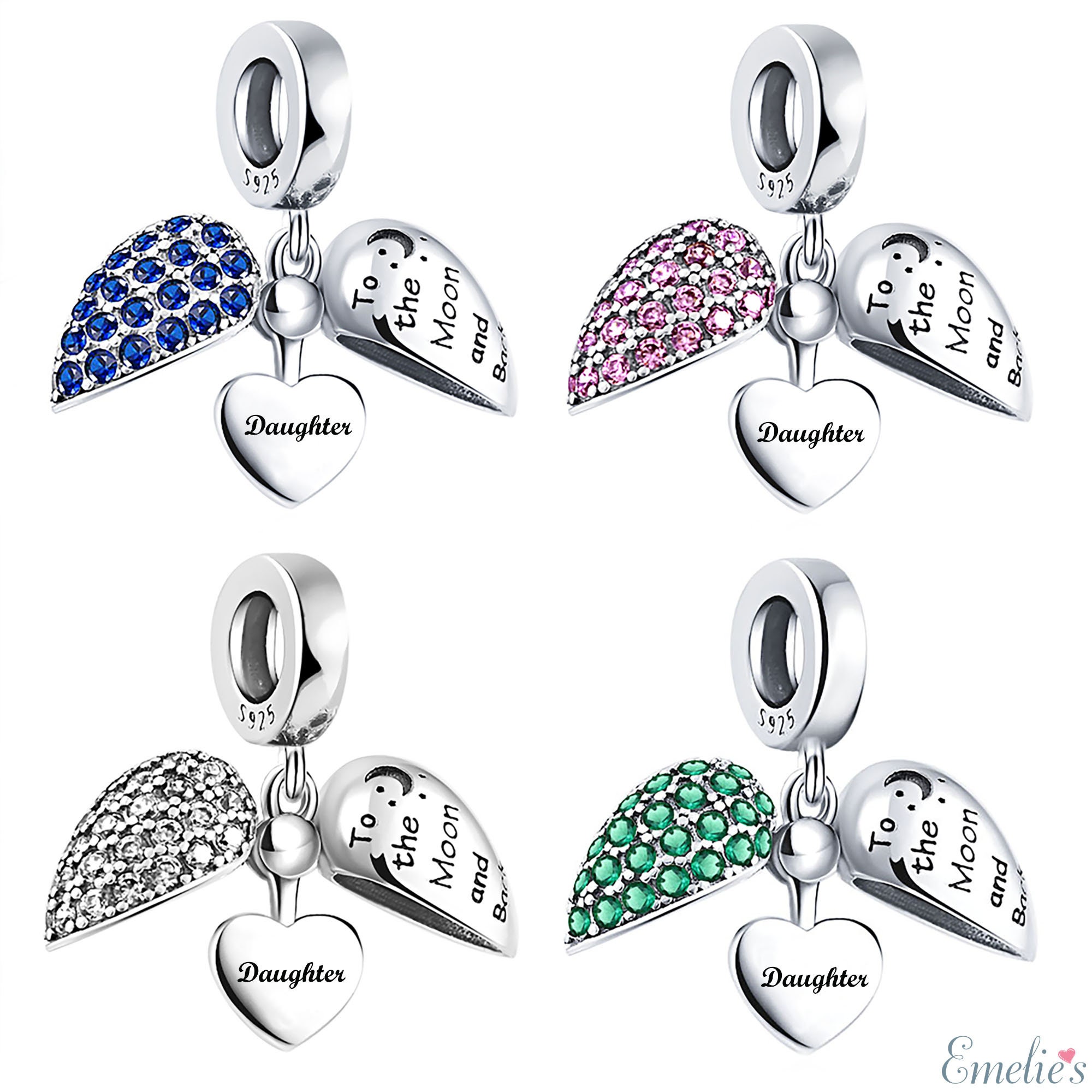 Bracciale Con Charm Waeceip 'I Love You To The Moon & Back' Per Mamma E Papà, Acciaio Inox