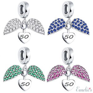 50th Birthday Charm for Charm Bracelet. 50 Birthday Age Sterling Silver Charm