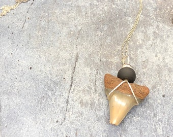 Mako shark tooth necklace, Fossil shark tooth Necklace, Shark tooth Necklace