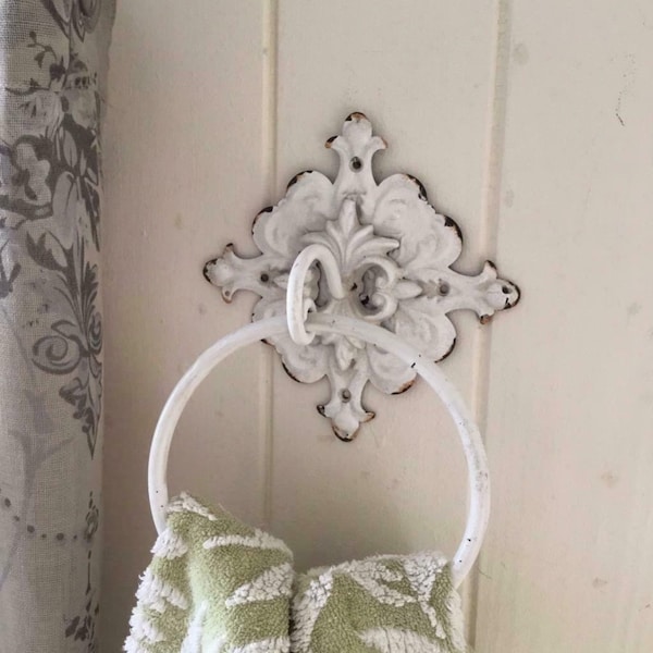 Vintage French Style Ornate Towel Ring Bathroom Kitchen Shabby Chic Accessory