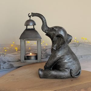 Elephant Lantern Candle Holder Figurine