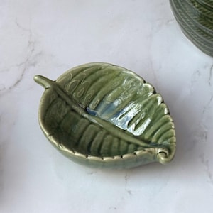 Green Fern Leaf Ceramic Bowl - Small