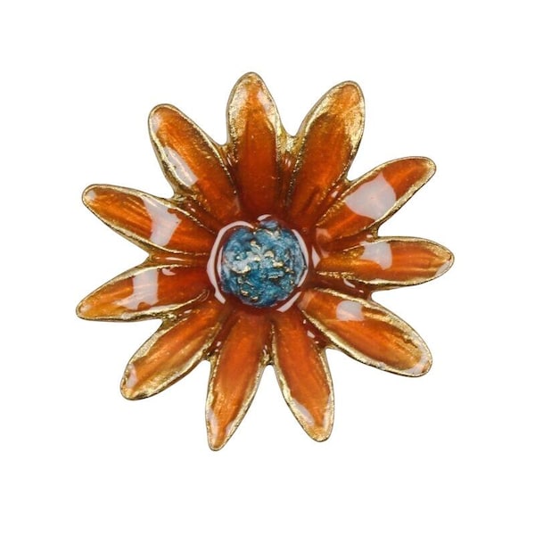 Orange Daisy Knob for Furniture, Flower Handle for Cupboards & Drawers