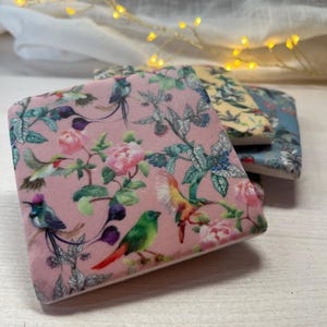 Botanical Floral Birds Coasters - Set of 4