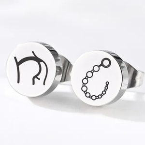 I heart Anal, Anal Beads & Bottom Earrings, Explicit Jewellery, Fetish Jewellery, Fetish Earrings