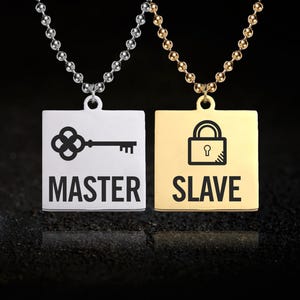 Master and Slave, Couples Necklace Set - Key and Padlock
