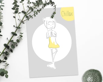 Postcard Yoga | Chillax |  | a map for relaxation Self-care gift idea