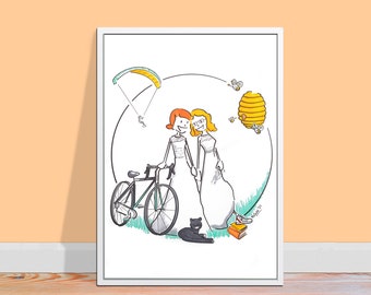 Picture Wedding personalized | Lesbian Wedding Gift | Wedding gift for homosexual couple