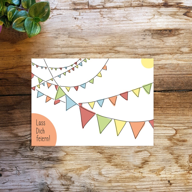 Garland Map Postcard Birthday Colorful and beautiful birthday card image 5