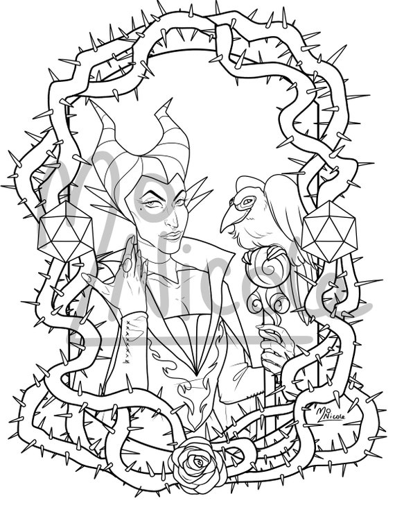 Maleficent Coloring Book Page Fun Quarantine Activity Etsy