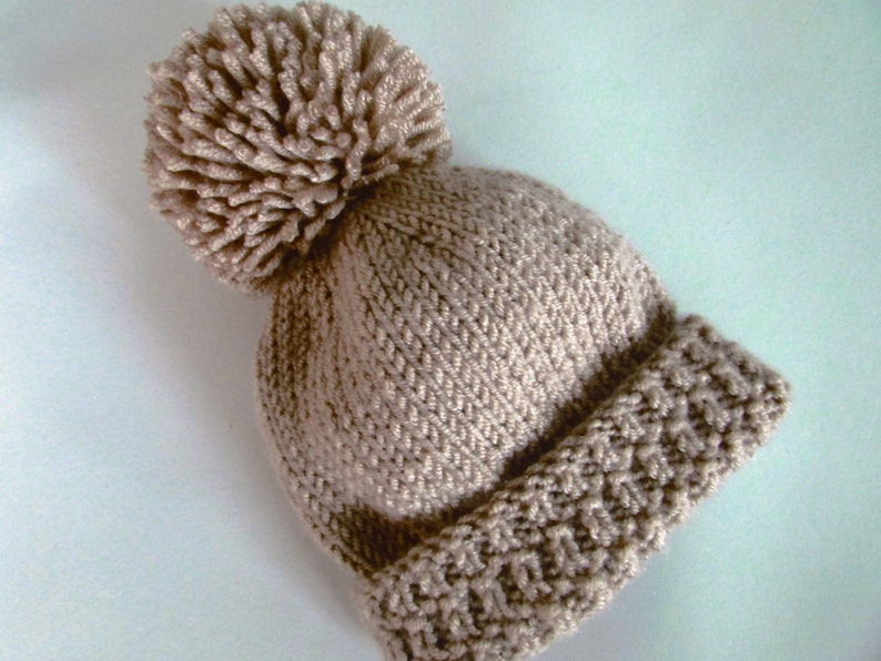 PDF Baby Knitting Pattern to Knit a Pom Pom Hat From Premature to 1