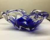 Wonderful Murano Glass Bowl - Shell - Ashtray Ink Blue Sommerso Flavio Poli Alfredo Barbini True vintage 60s 70s Mid Century