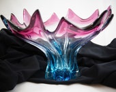 Beautiful Murano glass bowl clear, pink-purple-light blue Floralform Sommerso Flavio Poli Alfredo Barbini Vintage 1950 60 Mid-Century