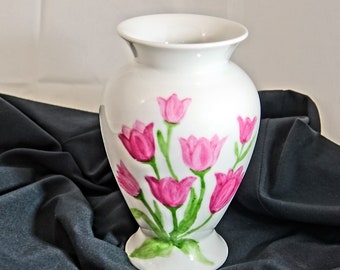 Small Porcelain Vase in Amphora Style by AK Kaiser Germany, 1997 handpainted by JL. - A vintage original of the midcentury. 1990s.