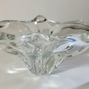 MURANO glass bowl with base * Clear glass * Ovoide shape - very heavy - Bowl True vintage 50s Mid-Century 1330g Rare transparent object TOP!