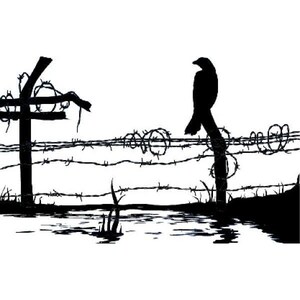 Bird on a Wire 1.5" x 1" Black Enamel Decal For Glass Fusing Pendant Jewelry