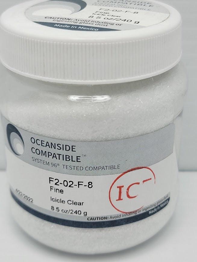 F2 02 Icicle Clear Transparent FINE 96 COE Frit 8.5 oz Jar Fusible