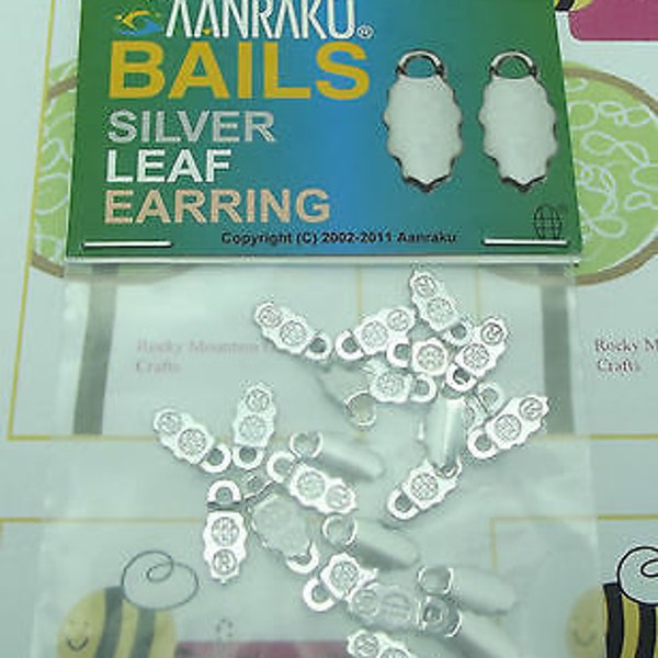SILVER plated Earring Bails for Fused Glass Jewelry 24 12 Pairs Glue-On Aanraku