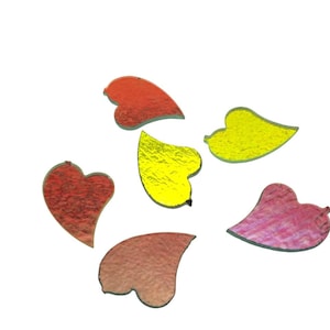 6 PCS Dichroic Firethings Hearts 96COE 96 COE Various Shifts Patterns on Clear Glass Fusible