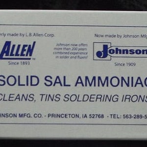 SAL AMMONIAC Stained Glass Soldering Iron Supplies Tinning Block 8 ounces Solid