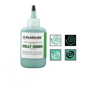 Kelly Green Glassline Pen 2 oz Bottle Paint Glass Line Material Fusing