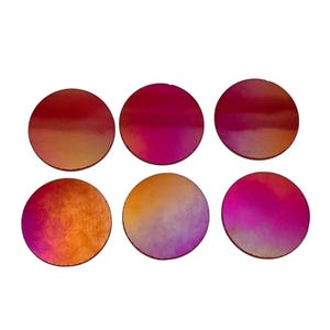 ONE Iridized Red Transparent 2" Precut 96 COE Glass Circle Fusible Mosaics