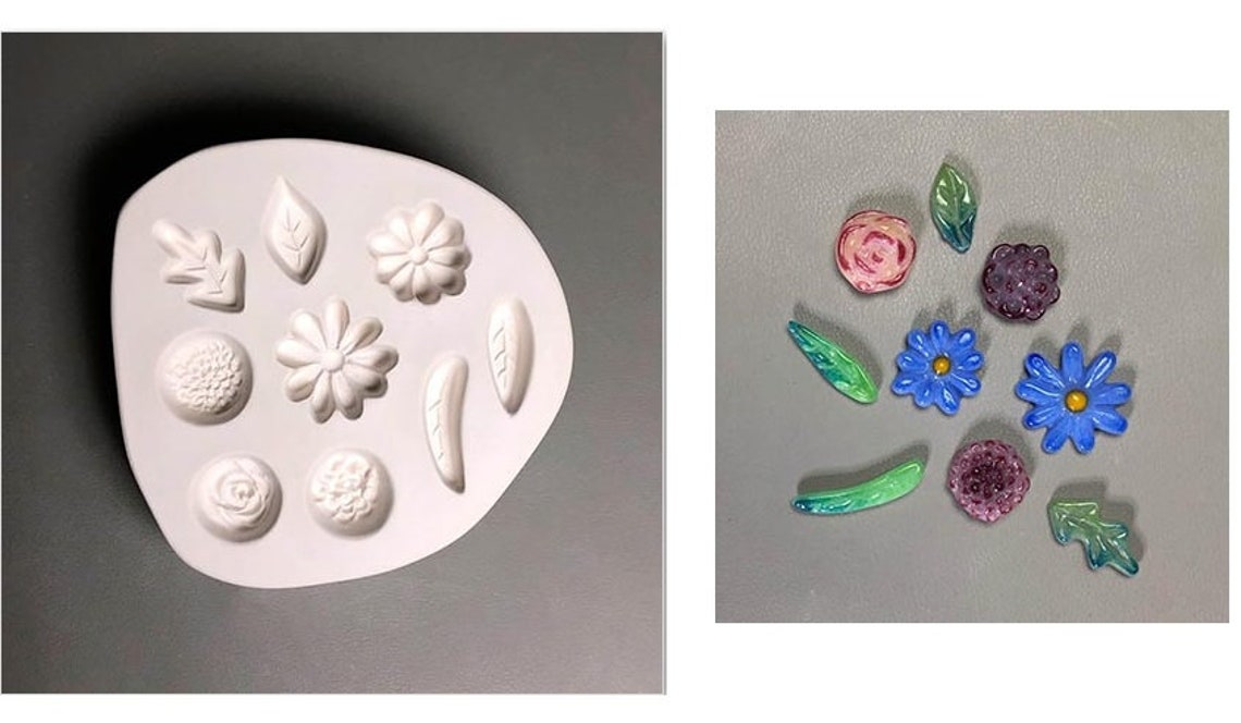 Small Leaves and Flowers LF201 Glass Fusing Mold Ceramic Etsy