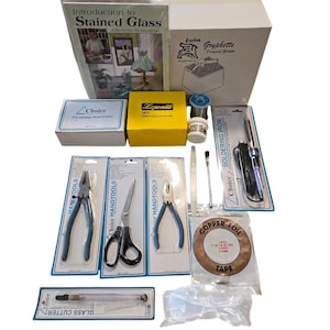 Stained Glass Starter Kit Beginner Set GRINDER Tools Soldering Iron Instruction