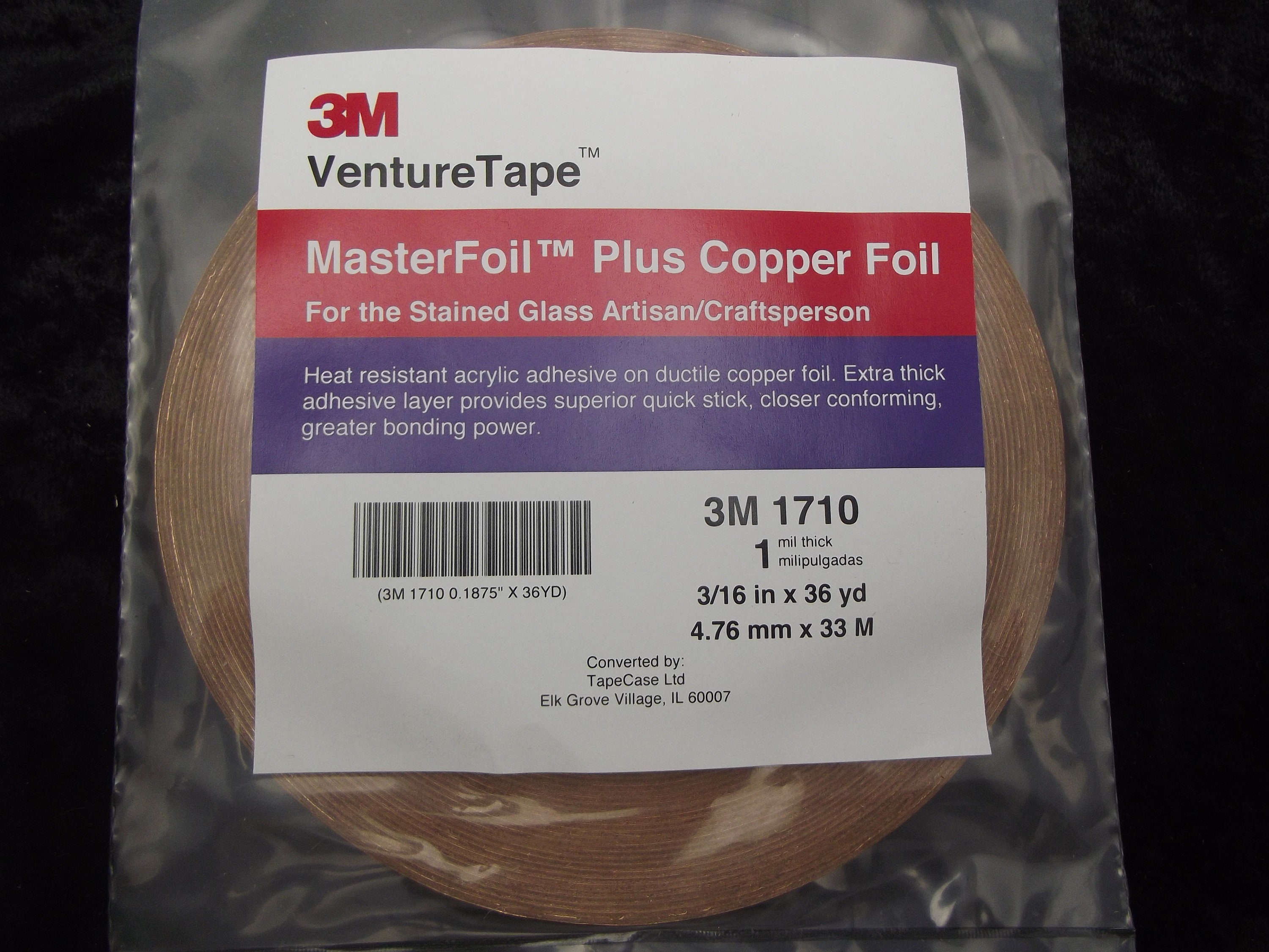 1/4 wide x 1.2 mil Silver Backed 3M™ Venture Tape™ Copper Foil Tape 1 —  Happy Glass Art Supply