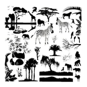 ON SAFARI Glass Low Fire Enamel Fusing Decal AAE Zebra Elephant Panda Rhino Lion