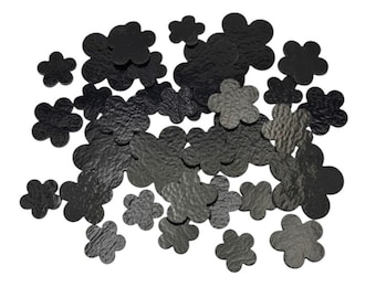 THREE PIECES Black Happy Flowers 90 COE Glass Precut
