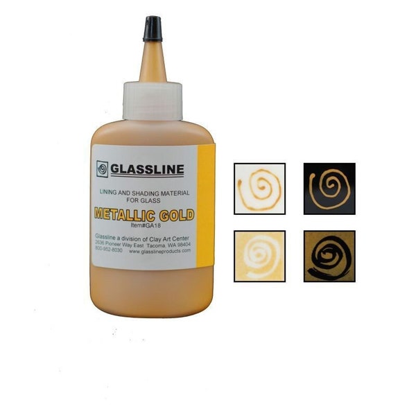 Metallic Gold Glassline Pen 2 oz Bottle Paint Glass Line Material Fusing