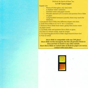 Large Sheet Dicro Slide CYAN COPPER Dichro Dichroic Coated Paper 3.2 x 8" 90 96