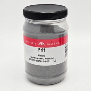 100 Black Opal POWDER Full Jar 16 ounces 90 COE Bullseye Frit Fusing Supplies Glass 90COE