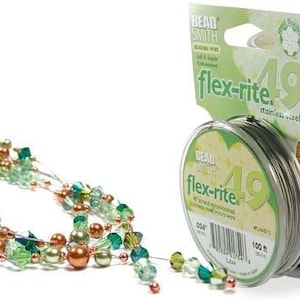 One Roll FLEX-RITE 49 Strand Choice of Color Over Stainless Steel Beading Micro Wire .012-.024" 30-100 Ft Beadsmith FlexRight