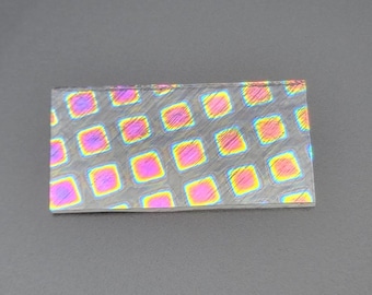 1x2" 90 COE Square 3 Rainbow on CLEAR Dichroic Glass Sample Fusing